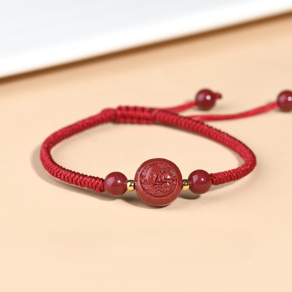 INNERVIBER Cinnabar Rudraksha Knot Zodiac Protection Peace Red String Bracelet Bracelet INNERVIBER 5