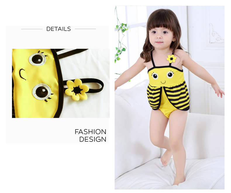 Baby Rompers Swimwear Girls Cute Swimsuit Costume Bee Shape Swim Suit