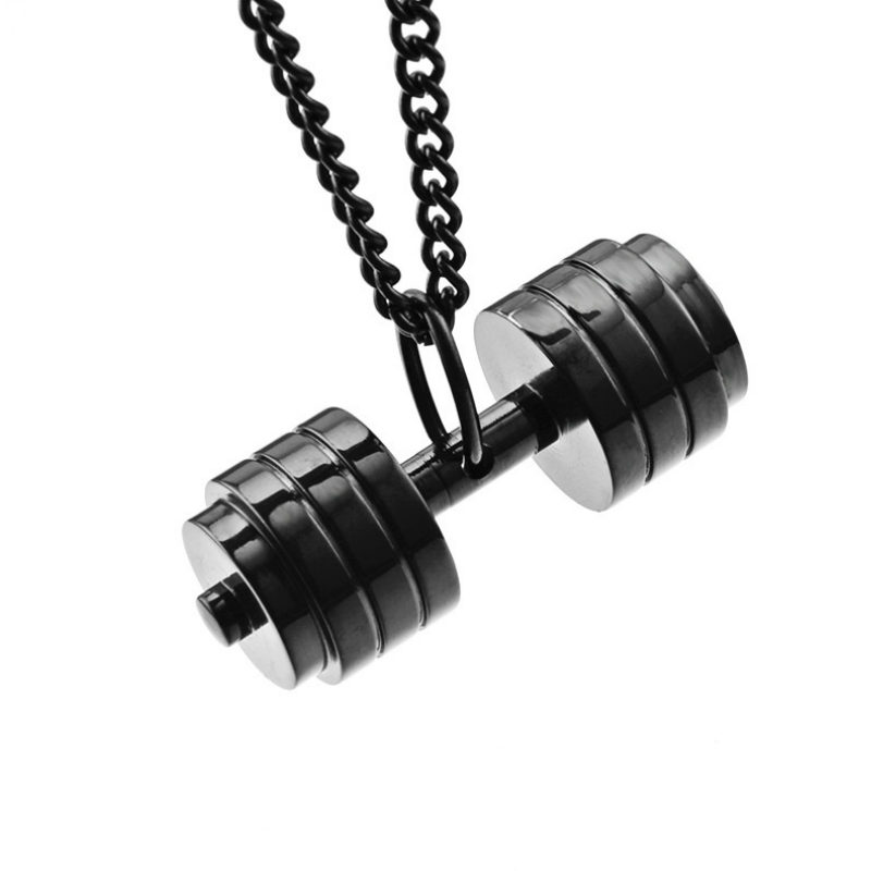 Men/'s Hip Hop Jewelry Fitness Barbell Necklace Metal Dumbbell Pendant Necklaces
