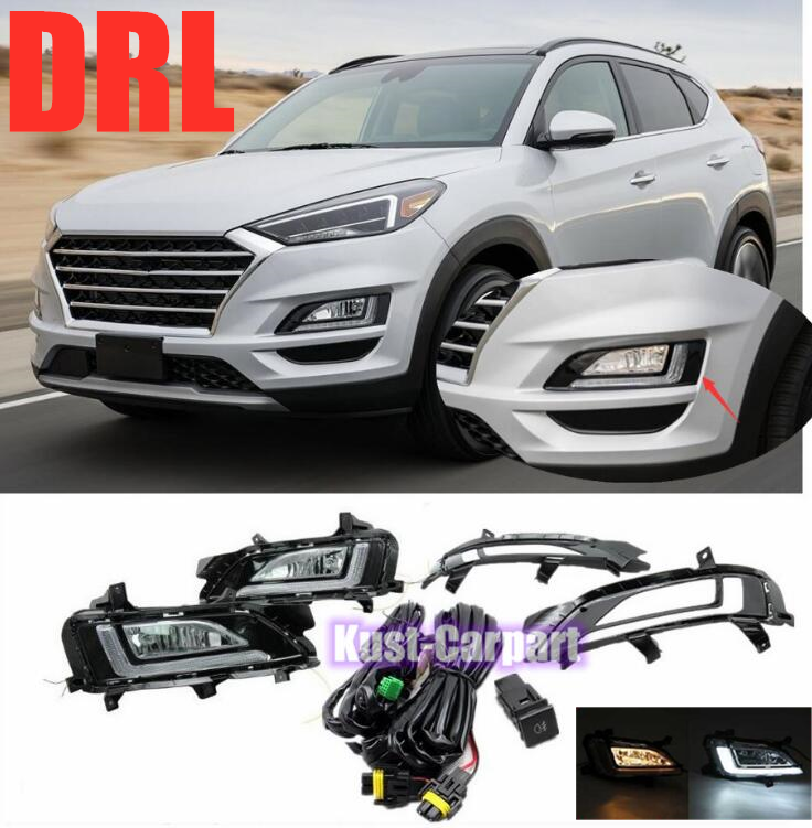 For Hyundai Tucson 2019 2021 DRL LED Bumper Fog Light Kit W Wiring