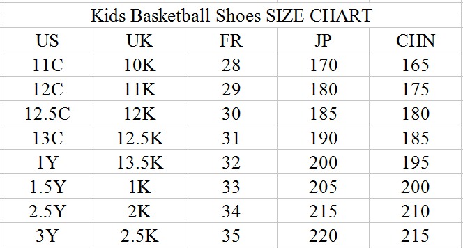 size 35 kids shoe