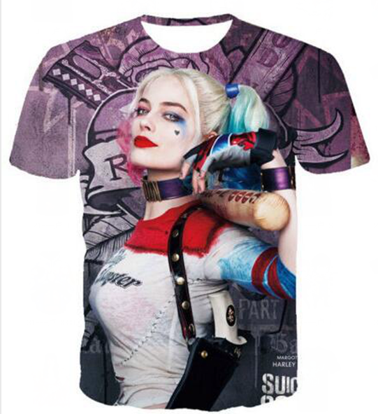 Nueva moda Parejas Hombres / Mujeres Unisex Harley Quinn Joker Impresión 3D  divertida Sin tapa Camisetas ocasionales Camiseta al por mayor S-5XL QA07