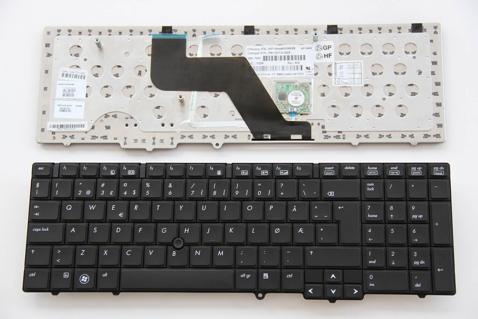 For HP Elitebook 8540p 8540w 595790 091 Keyboard Norwegian Danish