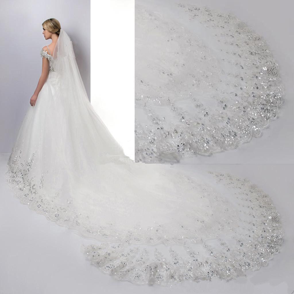 floor length wedding veils with crystals