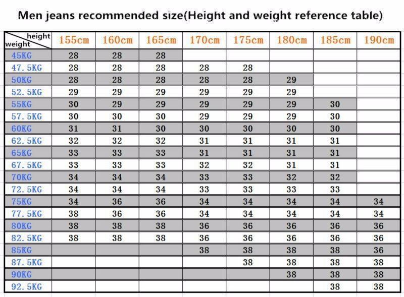 jeans size by height and weight