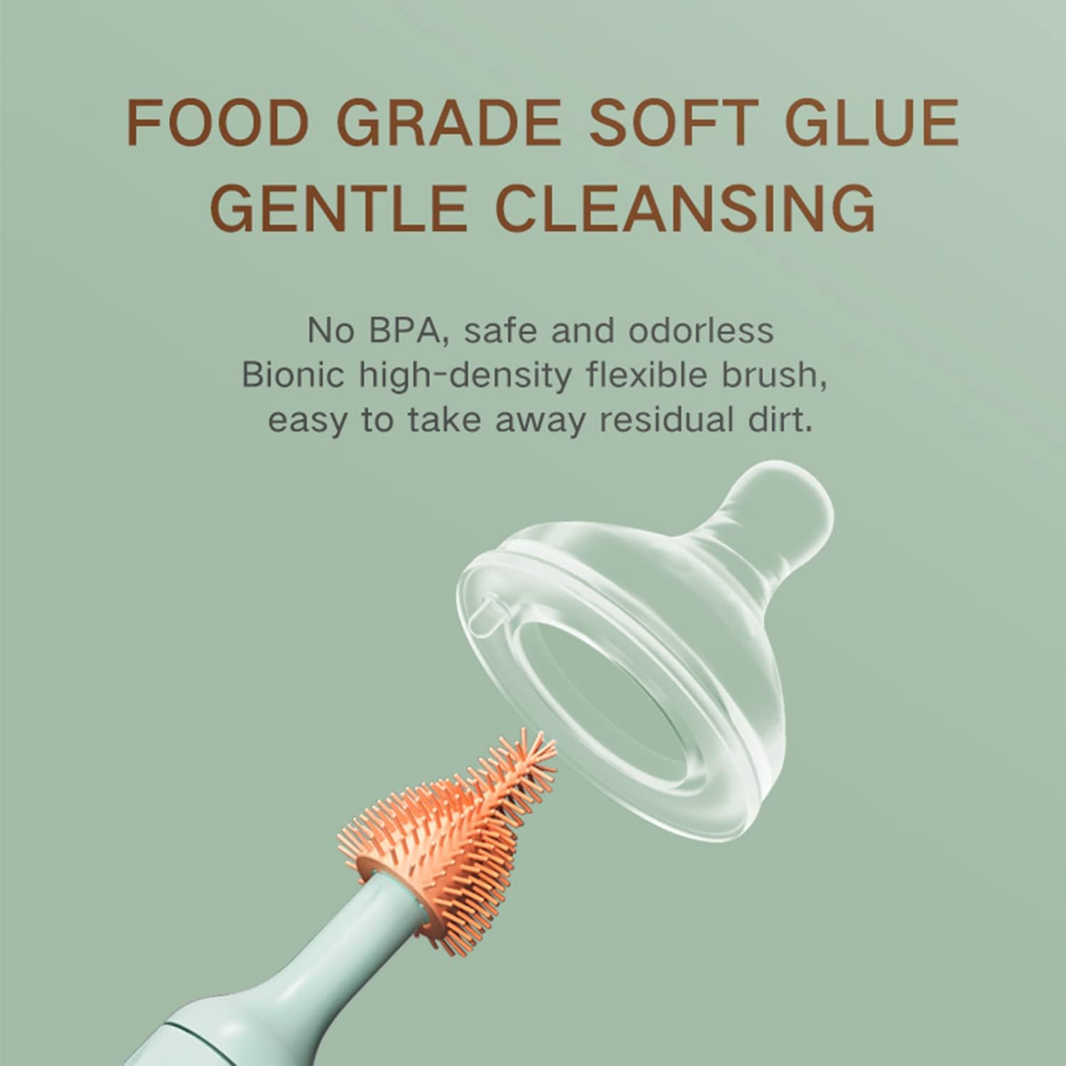 Smart Design Bottle Brush - Comfort Non-Slip Grip Handles - Non-Scratch - Odor Resistant - Dishwasher Safe - for Cleaning Water Bottles, Baby