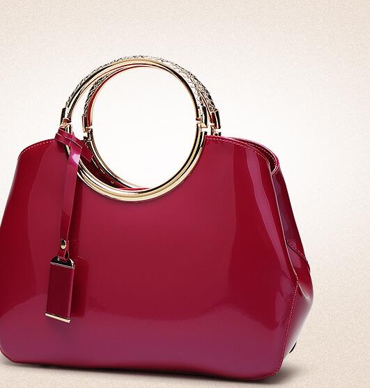 red glossy handbag