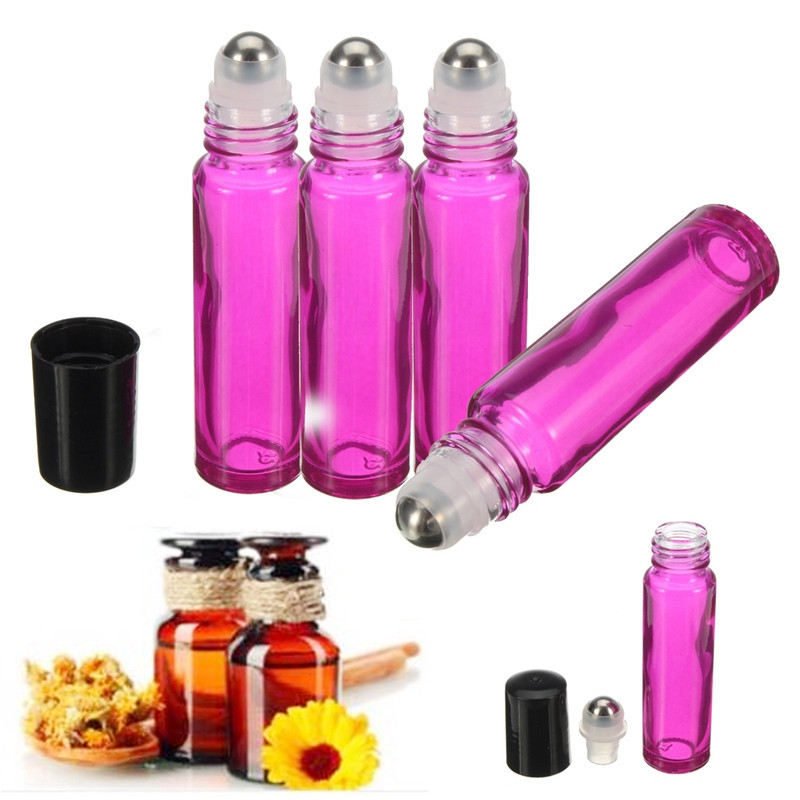New 10ml Roll On Glass Bottle Pink Empty Fragrances Essential Perfume