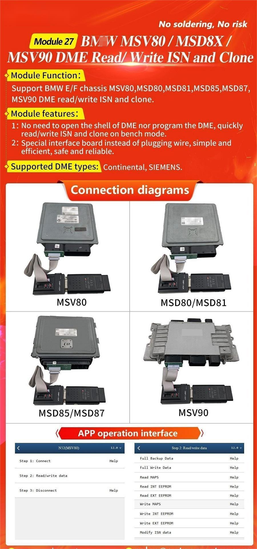 Yanhua Mini ACDP Module 27 BMW MSV80 MSD8X MSV90 DME Read/Write ISN and Clone with License A51E