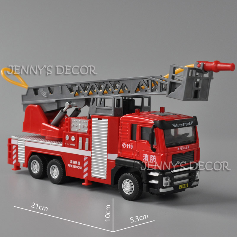1:50 Scale Diecast Metal Ladder Fire Engine Spray Water