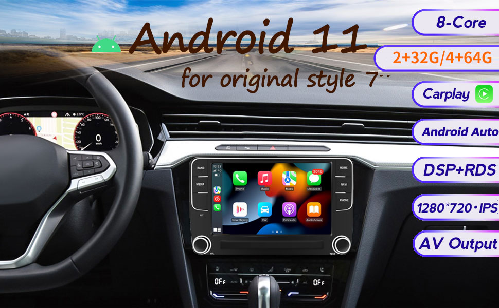7 '' Ips Carplay Inalámbrico Android Auto Full Hd Pantalla
