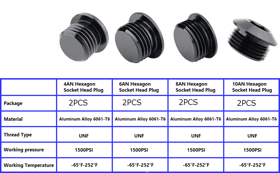 10AN Hex Head Cap Lock Plug 