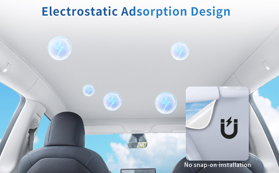 Pare-soleil de toit ouvrant à adsorption électrostatique Tesla pour Model  3/Y