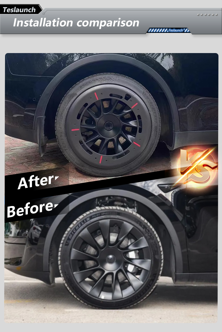 Capuchons Roue 19 Pouces Noirs Protection Jante Enjoliveurs Roue TESLA Model Y 19'' - 4 Pièces Noires - Protection Intégrale Jante - 2020-2023 - Installation Facile Enjoliveur Roue Model Y