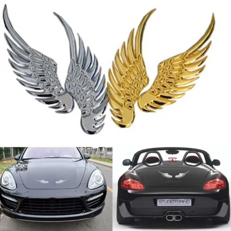 Cool 1 paire 3D ailes d'anges en métal voiture Auto décoration emblème Badge autocollant Logo autocollant_voghion.com