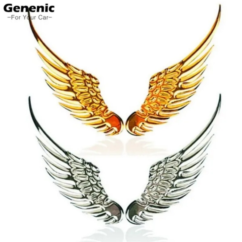 Cool 1 paire 3D ailes d'anges en métal voiture Auto décoration emblème Badge autocollant Logo autocollant_voghion.com
