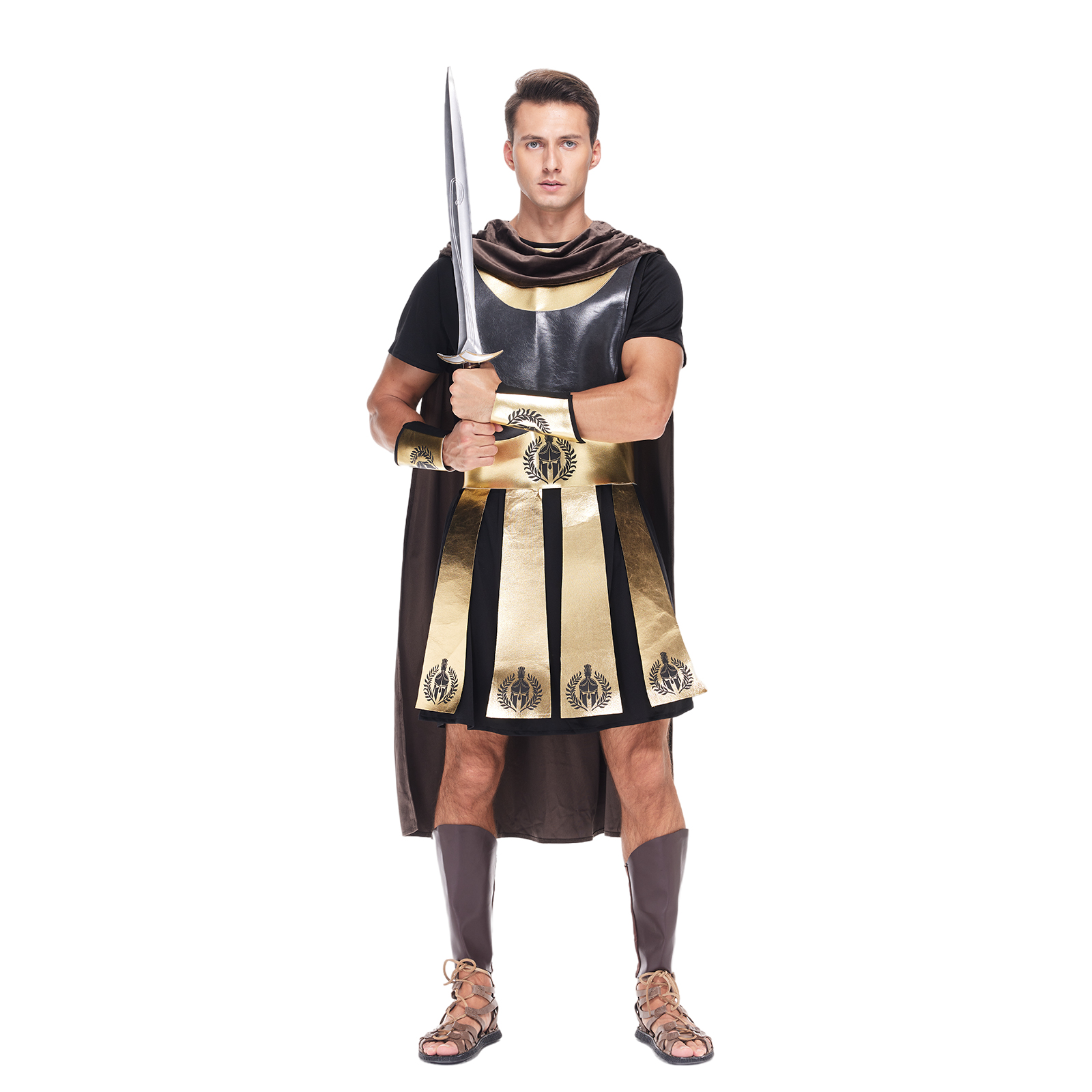 Traje de gladiador dourado romano para homens, antigo guerreiro Cosplay,  vestido de Halloween para adultos, Carnaval, Páscoa, Purim, vestido  extravagante - AliExpress, image size:1600x1600