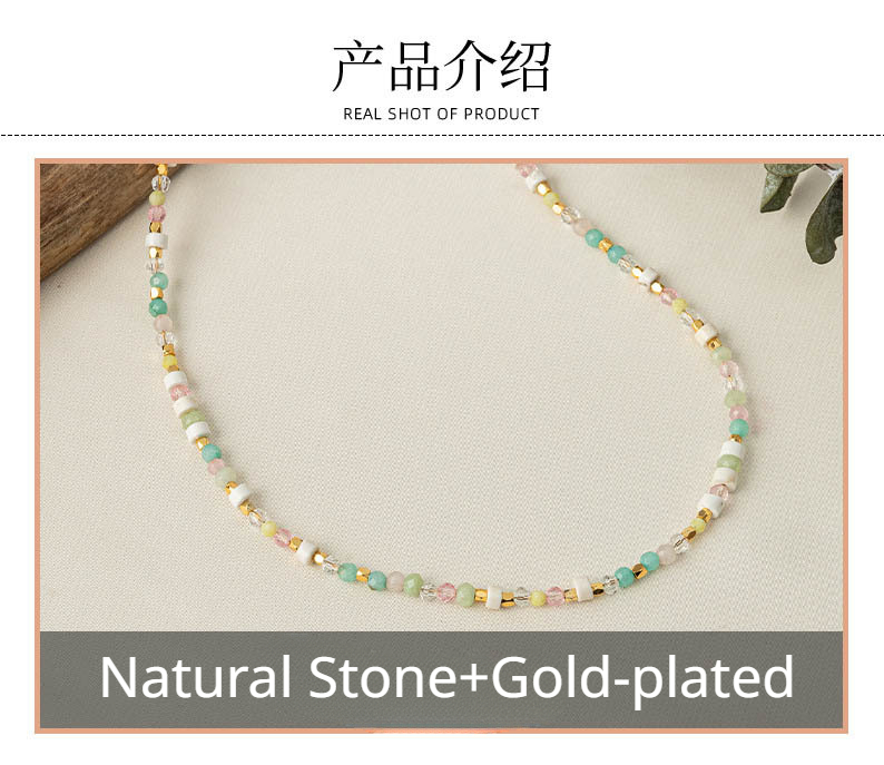 Linglang Colorful Beaded Necklace Natural Stone Choker Necklace Chic Jewelry for Girls