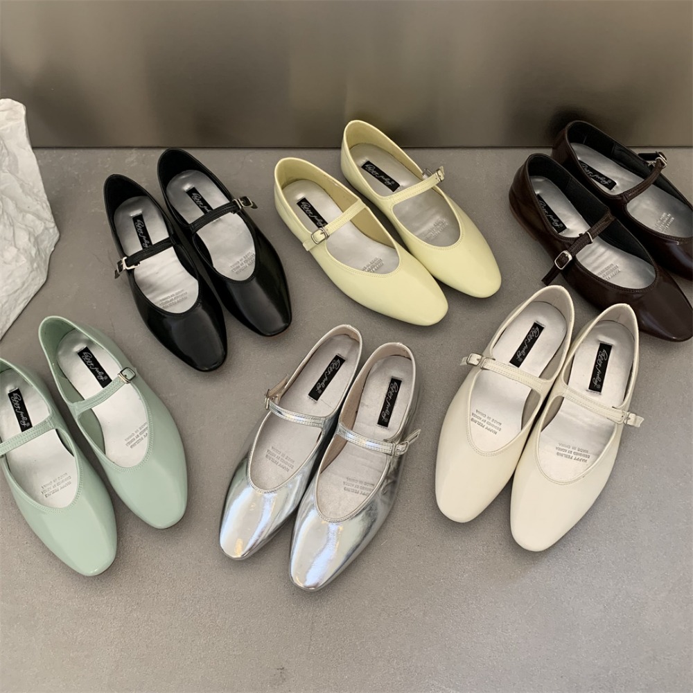 Elegant Flat Mary Jane Shoes Women's Flats Pointed Toe Silver Soft Ballet Flats Slip On Shoes