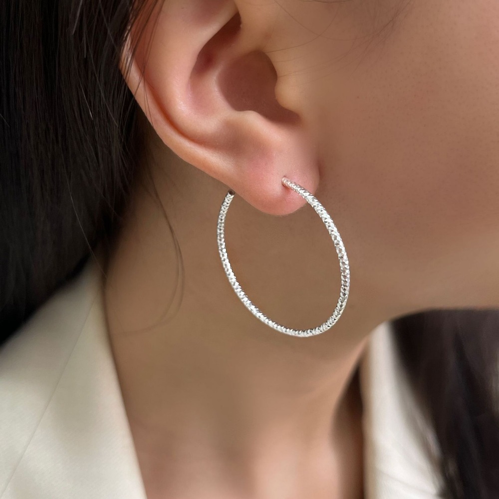 Linglang Silver Large Hoop Earrings Dainty Earrings Sterling Lightweight Big Hoop Earrings for Women Girls
