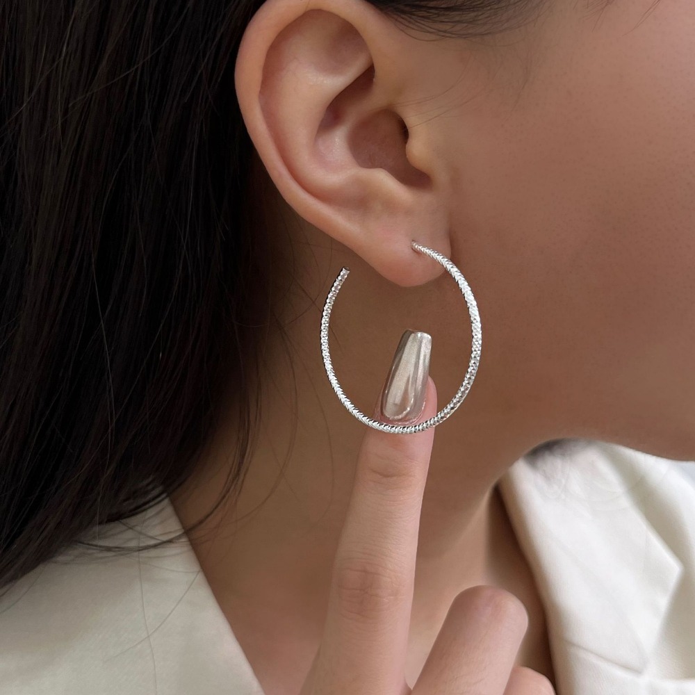Linglang Silver Large Hoop Earrings Dainty Earrings Sterling Lightweight Big Hoop Earrings for Women Girls