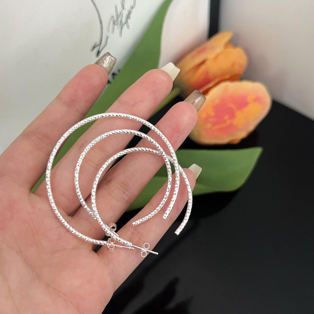 Linglang Silver Large Hoop Earrings Dainty Earrings Sterling Lightweight Big Hoop Earrings for Women Girls