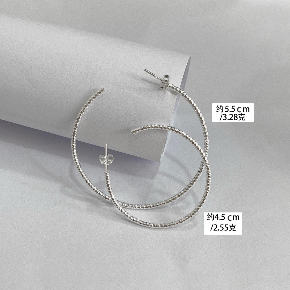 Linglang Silver Large Hoop Earrings Dainty Earrings Sterling Lightweight Big Hoop Earrings for Women Girls