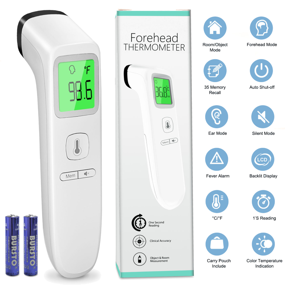 Infrared Thermometer, Non-Contact Digital Laser Temperature Gun, Auto  Shut-Off, for Kids Infant Adult, White 