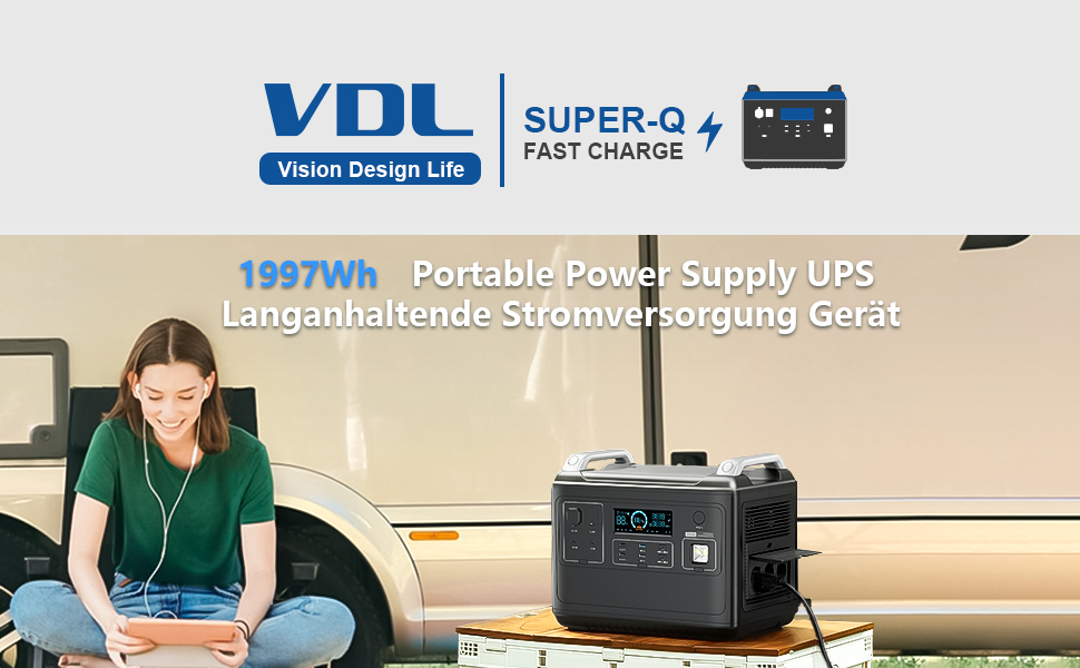 Générateur Électrique Portable VDL 2000W/1997Wh Avec Panneaux