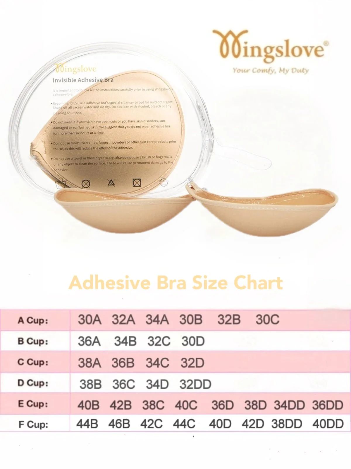 Wingslove Adhesive Bra Reusable Strapless Self Algeria