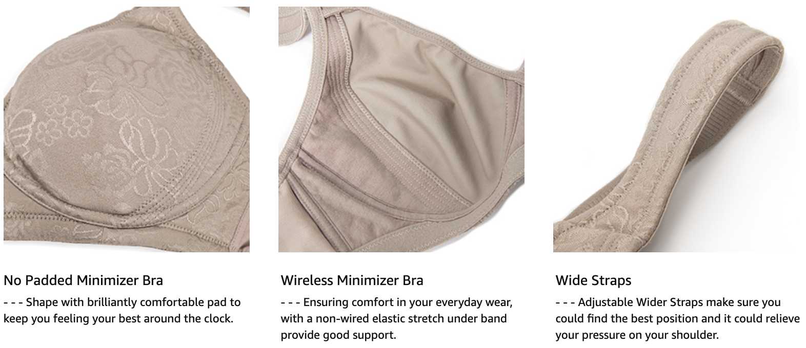 Minimizer Non Padded Wirefree Full Coverage Seamless Bra Plus Size –  WingsLove