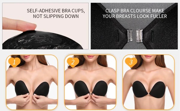 Wingslove Adhesive Bra Reusable Strapless Self Silicone Push-up Invisible  Sticky Bras For Backless Dress