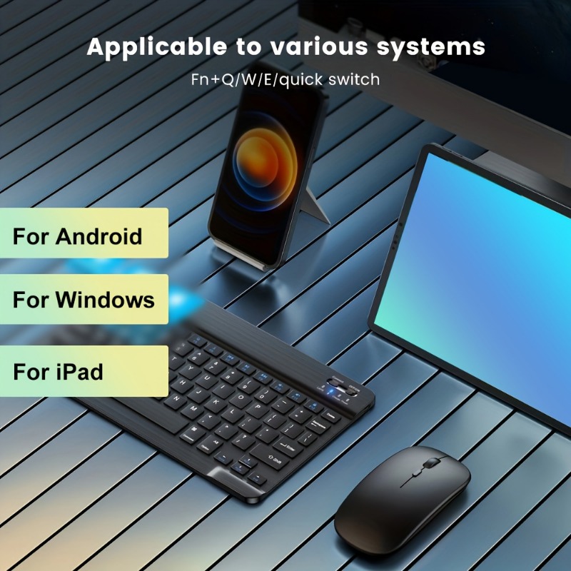 [Kabellose Tastatur-Kombination] Kabellose Tastatur- und Maus-Kombination – tragbare, wiederaufladbare Android-, Samsung- und Xiaomi-Tablets_voghion.com
