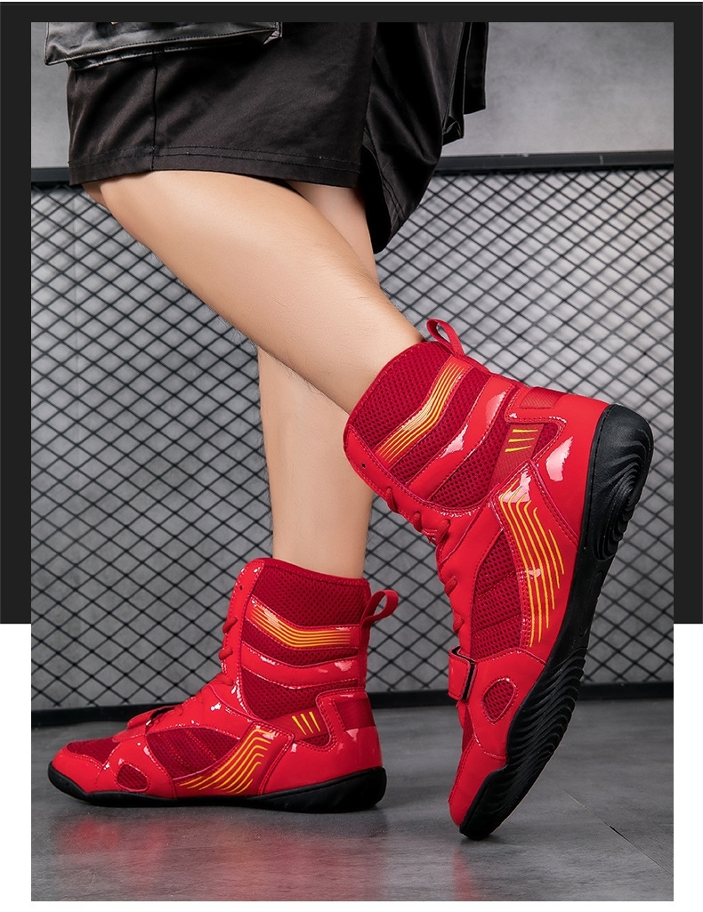 Grote maten antislip en anti-drop boksschoenen voor heren en dames, vechttraining worstelschoenen, lichte slijtvaste en antislip Sanda-vechtschoenen_voghion.com