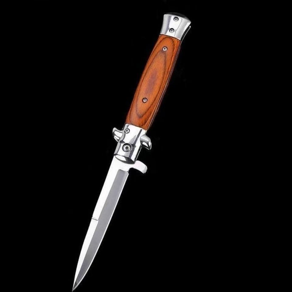Couteau de poche pliant tactique d'extérieur de 9,2 pouces, lame 8Cr13Mov, manche en bois, couteaux militaires utilitaires de sauvetage_voghion.com