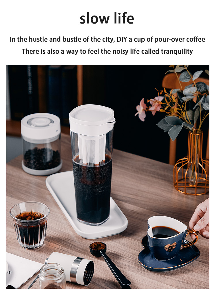 Bincoo Coffee Cold Brew Pot High Quality Tea Pot With Filter Coffee Strainer  1.1L Make Tea & Coffee Suite Multiple Colors Available