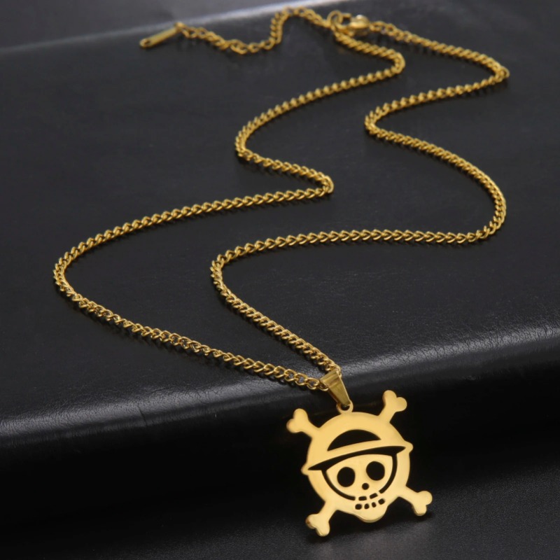Colar com pingente de uma peça para mulheres, cor prata, aço inoxidável, esqueleto, cruz, corrente, colar, punk, acessórios de joias_voghion.com