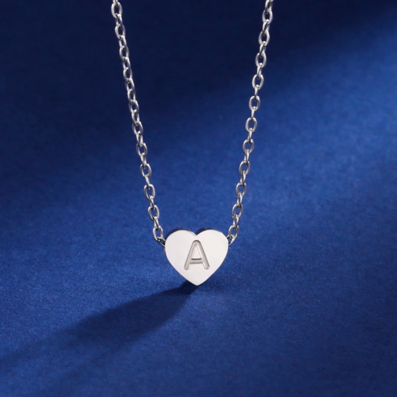 Cazador Stainless Steel Initial Letter Heart Pendant Necklaces for Women Necklace Jewelry Birthday Mother's Day Gifts_voghion.com