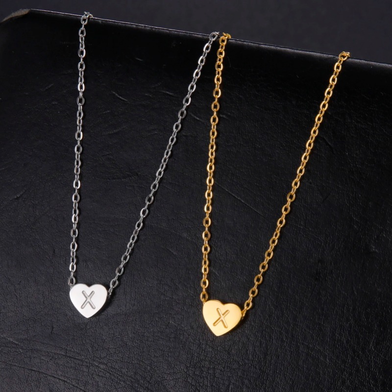 Cazador Stainless Steel Initial Letter Heart Pendant Necklaces for Women Necklace Jewelry Birthday Mother's Day Gifts_voghion.com
