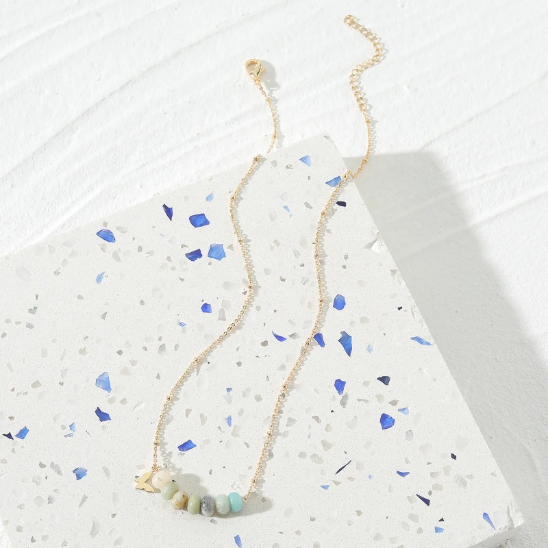 Collier en pierre de quartz rose délicat pour femme, chaîne de printemps, collier court chic et tendance, 16 pouces_voghion.com