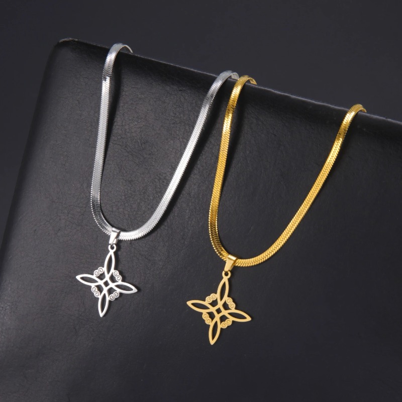 Collana con nodo da strega per donna Skyrim, in acciaio inossidabile, colore oro, con catena a serpente, collana amuleto, Wicca, stregoneria, nodo celtico, regalo di gioielli_voghion.com