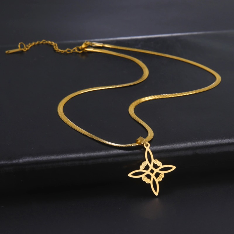 Collana con nodo da strega per donna Skyrim, in acciaio inossidabile, colore oro, con catena a serpente, collana amuleto, Wicca, stregoneria, nodo celtico, regalo di gioielli_voghion.com