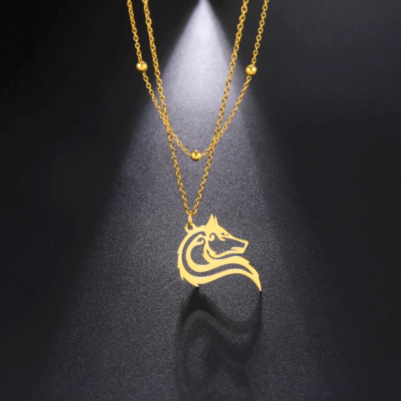 Cazador Old Fenrir Wolf Collane con ciondolo per donne Uomini Coppia Collana in acciaio inossidabile Gioielli Regali di compleanno_voghion.com