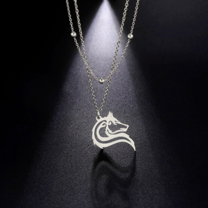 Cazador Old Fenrir Wolf Collane con ciondolo per donne Uomini Coppia Collana in acciaio inossidabile Gioielli Regali di compleanno_voghion.com