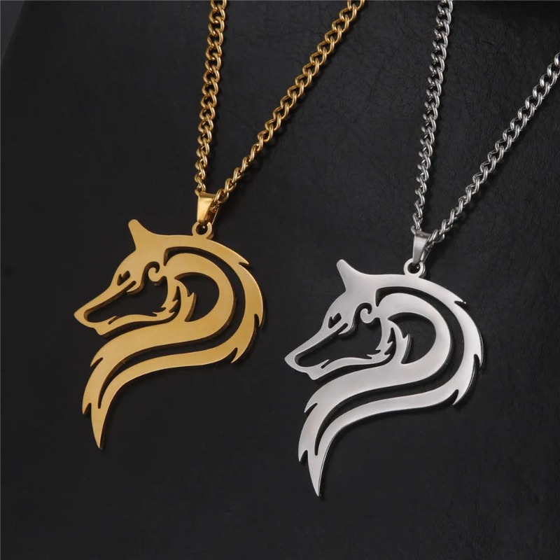 Cazador Old Fenrir Wolf Collane con ciondolo per donne Uomini Coppia Collana in acciaio inossidabile Gioielli Regali di compleanno_voghion.com