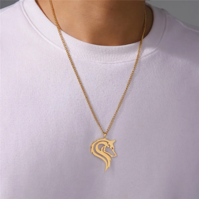 Cazador Old Fenrir Wolf Collane con ciondolo per donne Uomini Coppia Collana in acciaio inossidabile Gioielli Regali di compleanno_voghion.com
