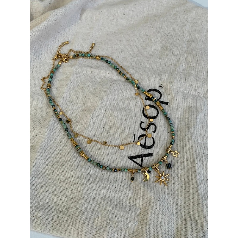 Peri'sbox Collana con perline in pietra naturale vintage da donna, ciondolo a forma di stella Mang, può essere impilato, gioielli gotici, regali_voghion.com