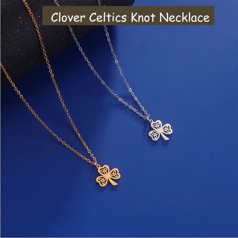 Cazador Clover Celtics Κολιέ με κόμπους για γυναίκες Φυλαχτό Κοσμήματα Κολιέ από ανοξείδωτο ατσάλι Κολιέ Ιρλανδικό δώρο Χονδρική_voghion.com