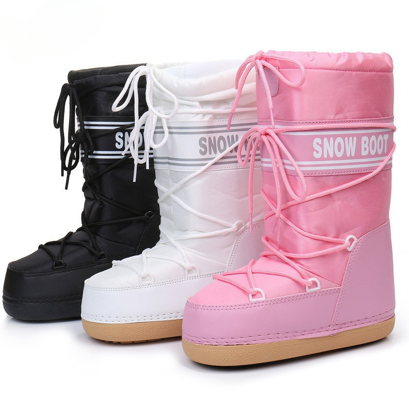 Winterski-Weltraumstiefel, modische Damen-Schneestiefel mit runder Zehenpartie und Zwischensohle, dicke Mondschuhe_voghion.com