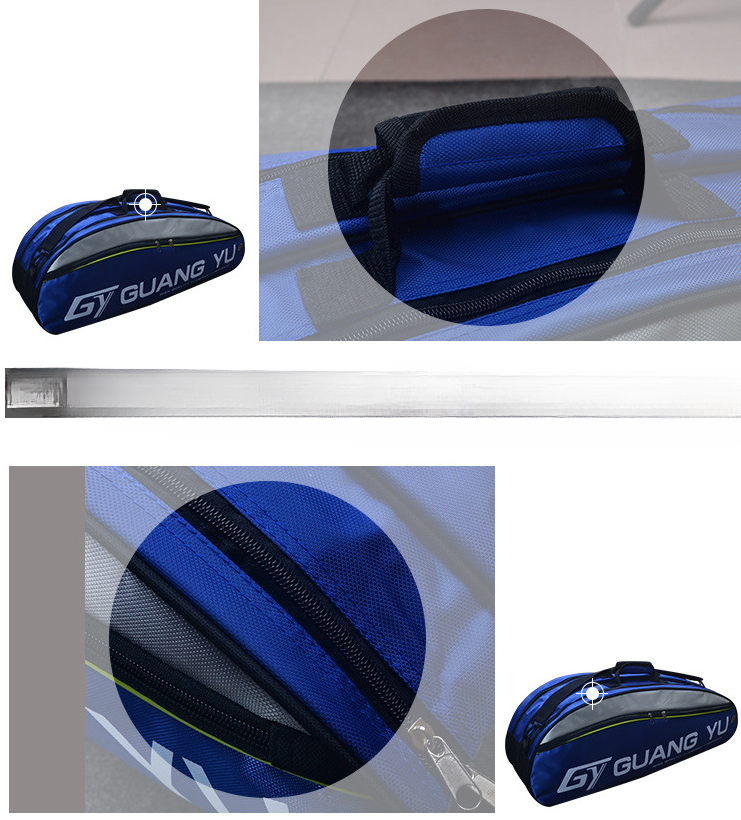 Large capacity can hold 6 badminton racket/tennis racket/squash racket backpack/multi-layer sports shoulder bag unisex_voghion.com